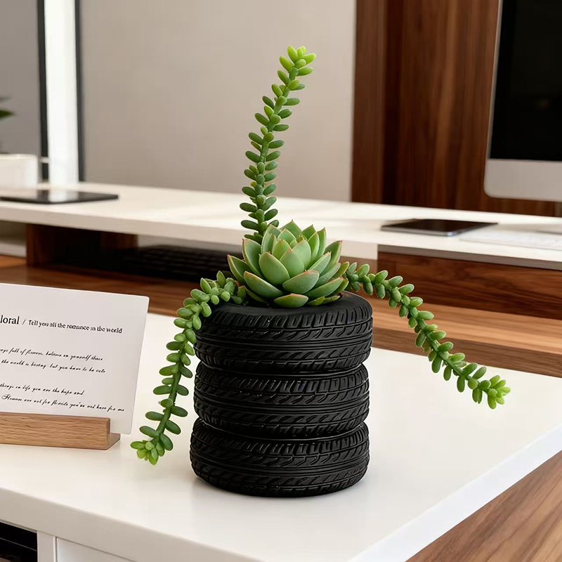 Snake Plant Ceramic - İstiflenebilir Lastik Reçine Sukulent Saksısı Yaratıcı